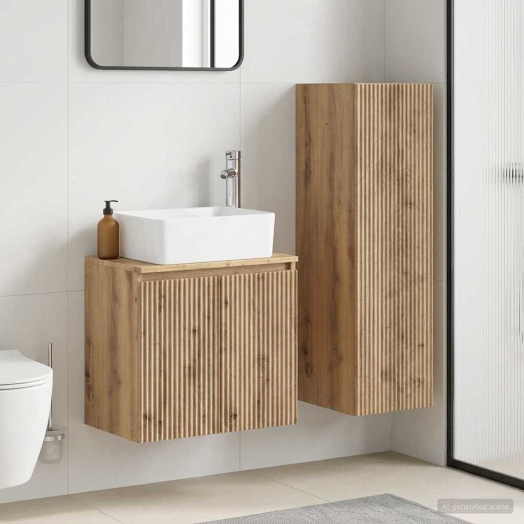Ensemble de mobilier de salle de bain 2 pc Chêne artisanal