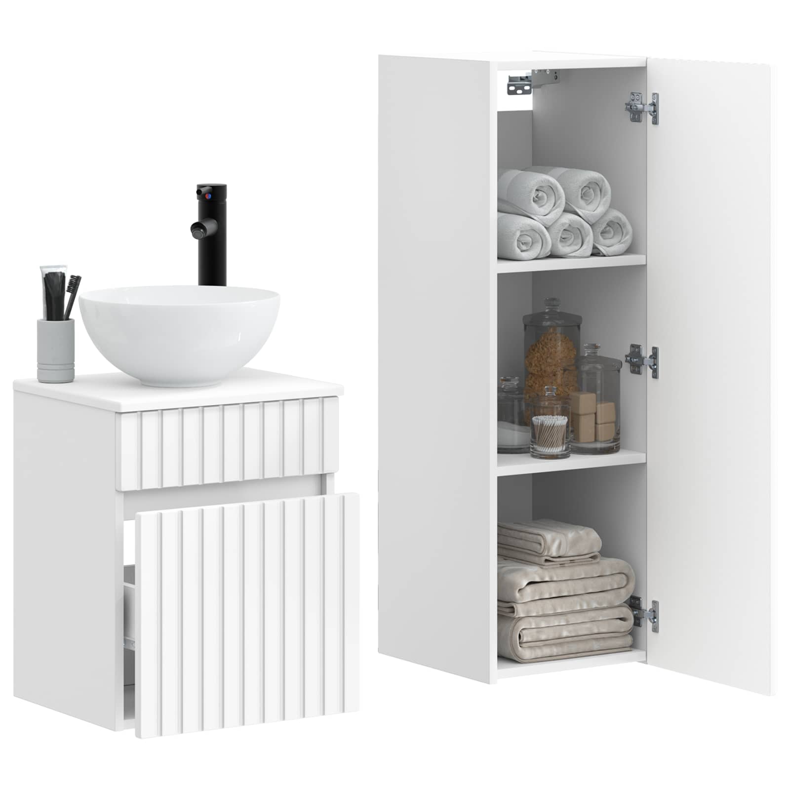 Ensemble de mobilier de salle de bain 2 pc Blanc