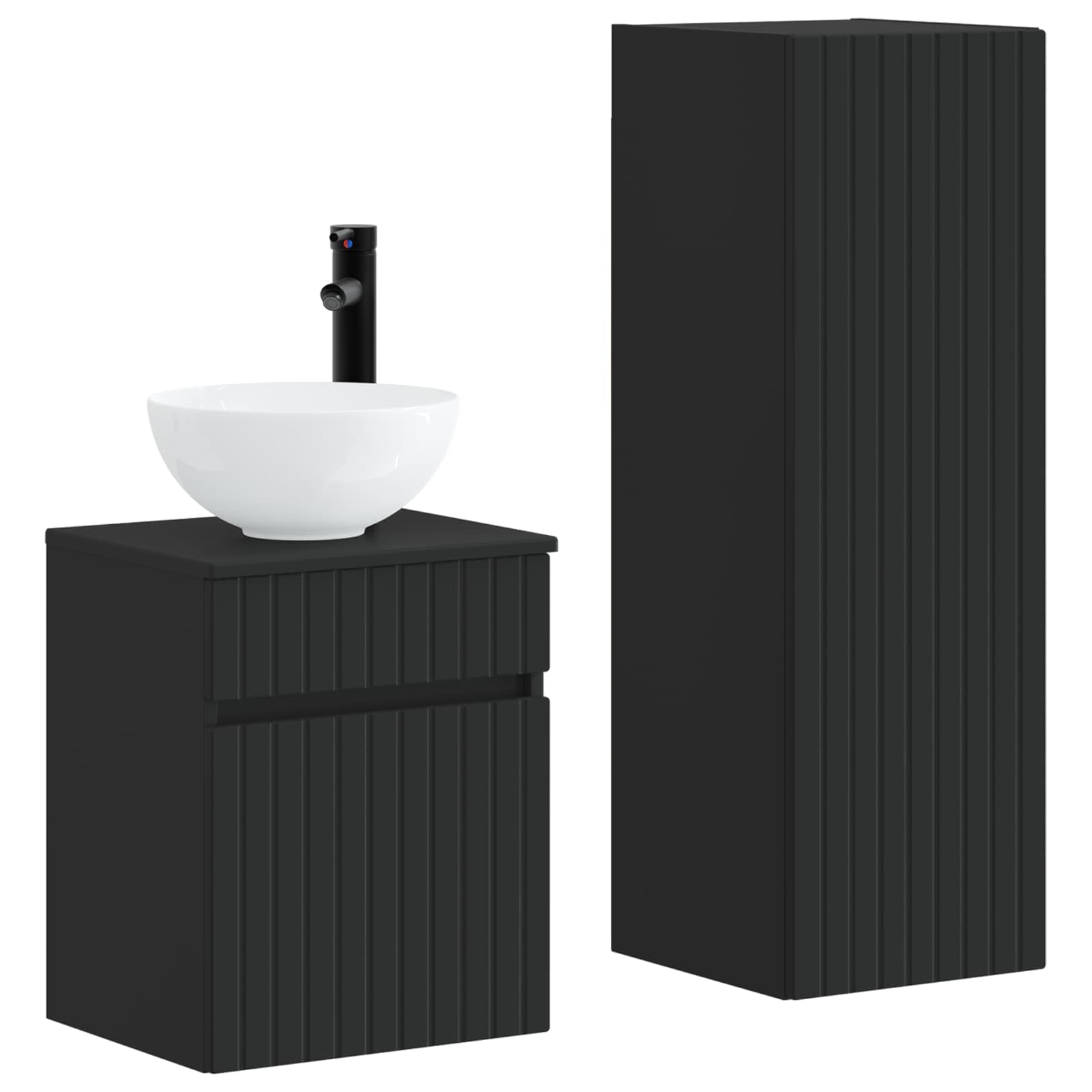 Ensemble de mobilier de salle de bain 2 pc Noir