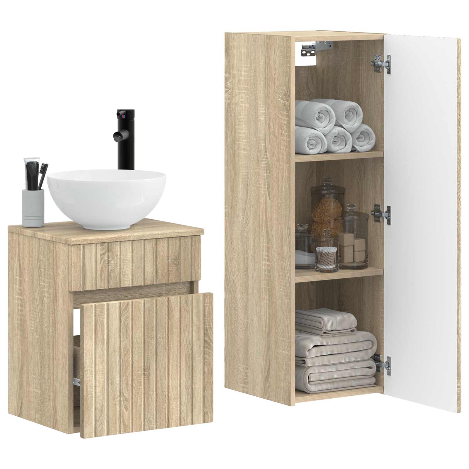 Ensemble de mobilier de salle de bain 2 pc Chêne Sonoma