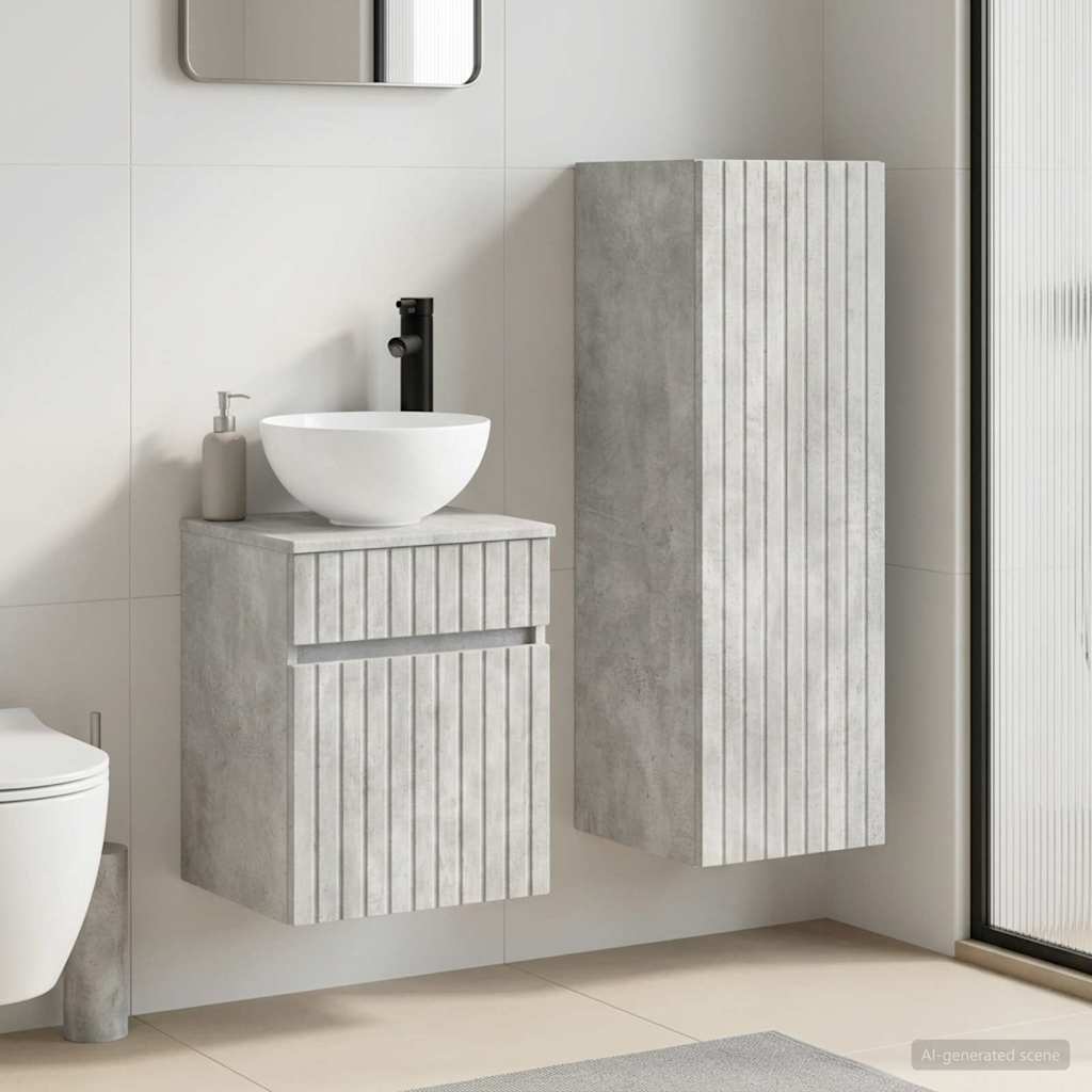 Ensemble de mobilier de salle de bain 2 pc Gris béton