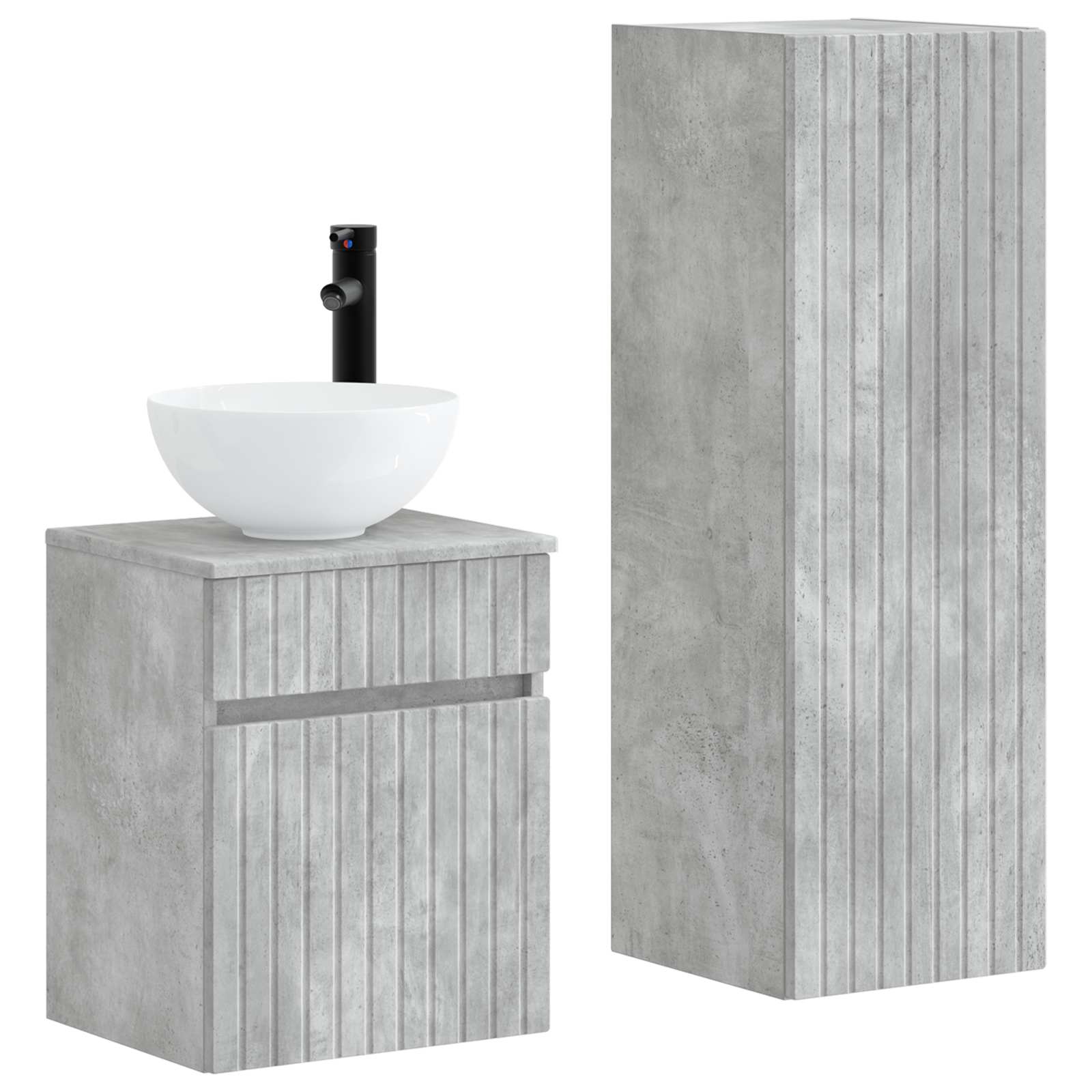 Ensemble de mobilier de salle de bain 2 pc Gris béton