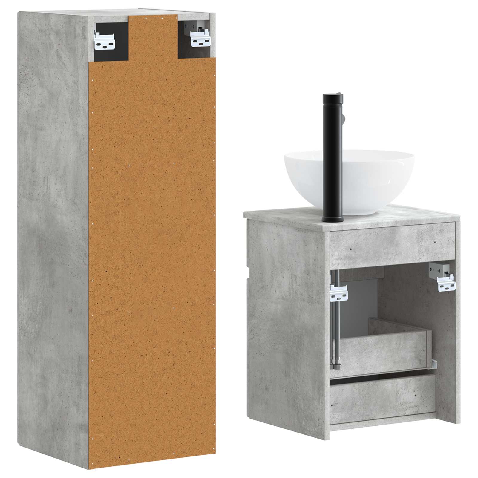 Ensemble de mobilier de salle de bain 2 pc Gris béton
