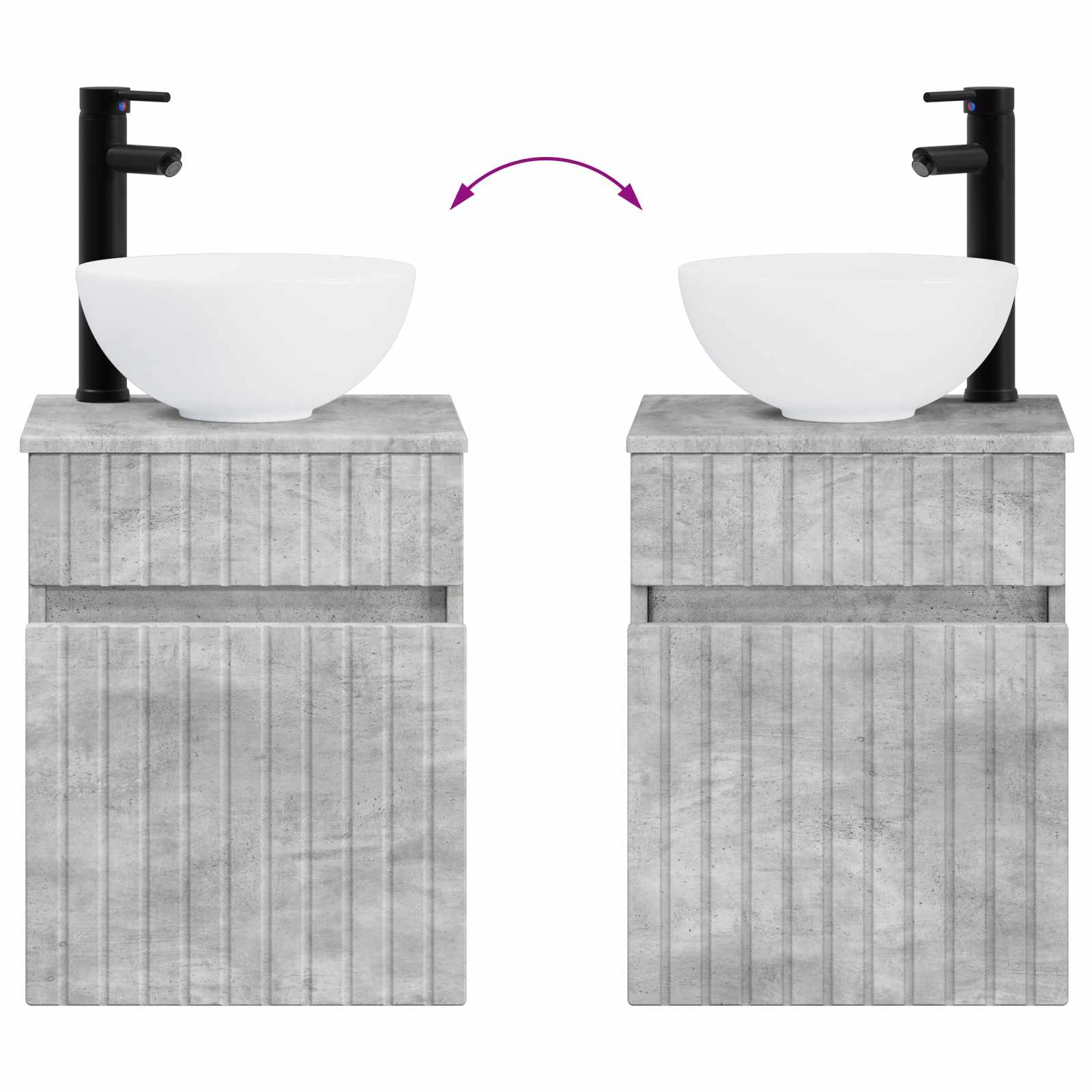 Ensemble de mobilier de salle de bain 2 pc Gris béton