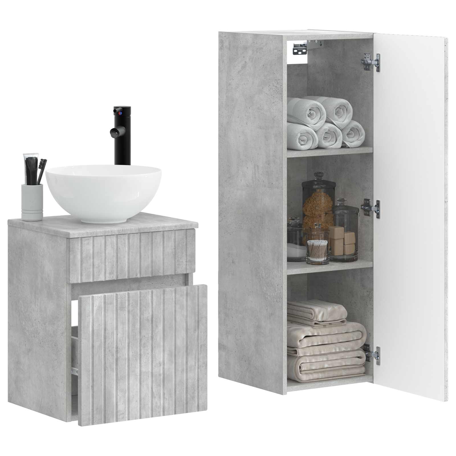 Ensemble de mobilier de salle de bain 2 pc Gris béton
