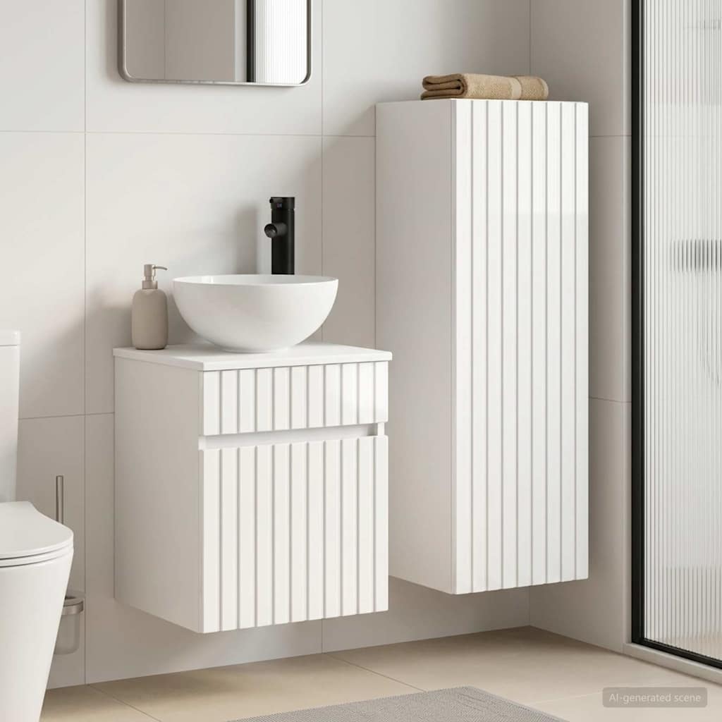 Ensemble de mobilier de salle de bain 2 pc Blanc brillant