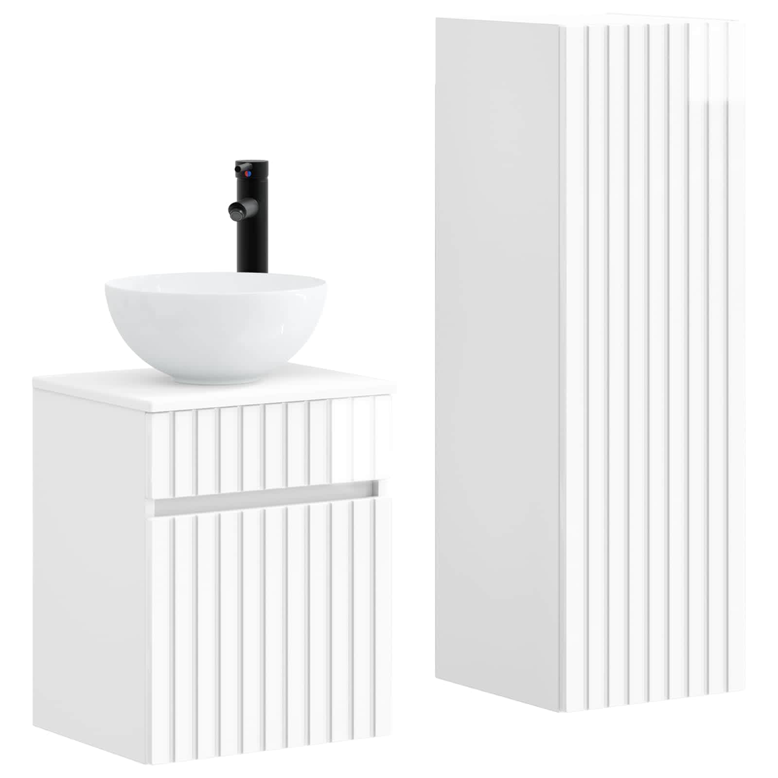 Ensemble de mobilier de salle de bain 2 pc Blanc brillant