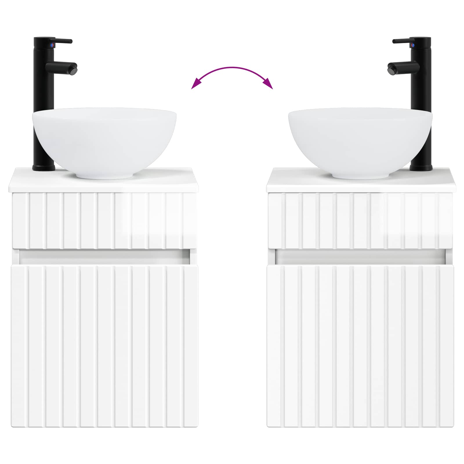 Ensemble de mobilier de salle de bain 2 pc Blanc brillant