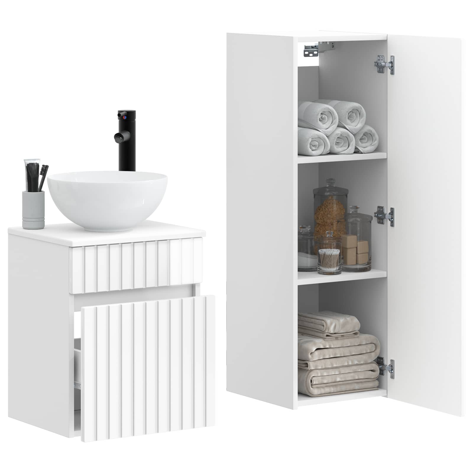 Ensemble de mobilier de salle de bain 2 pc Blanc brillant