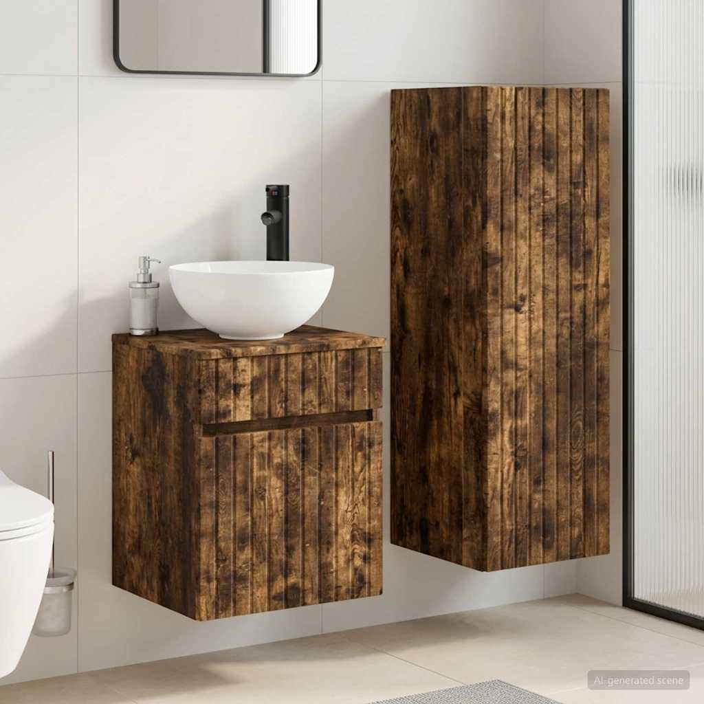 Ensemble de mobilier de salle de bain 2 pc Chêne fumé