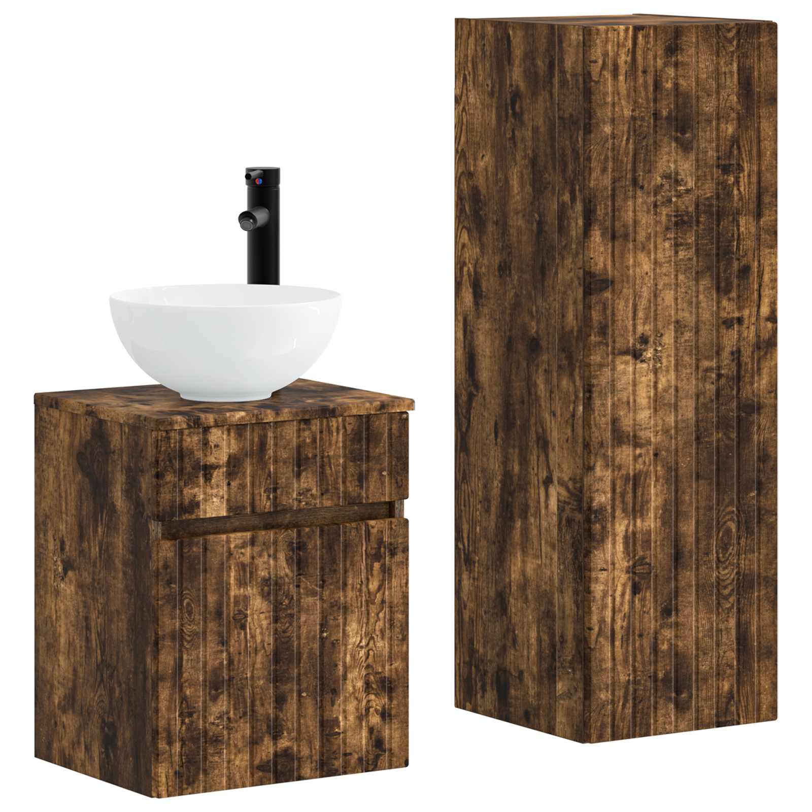 Ensemble de mobilier de salle de bain 2 pc Chêne fumé