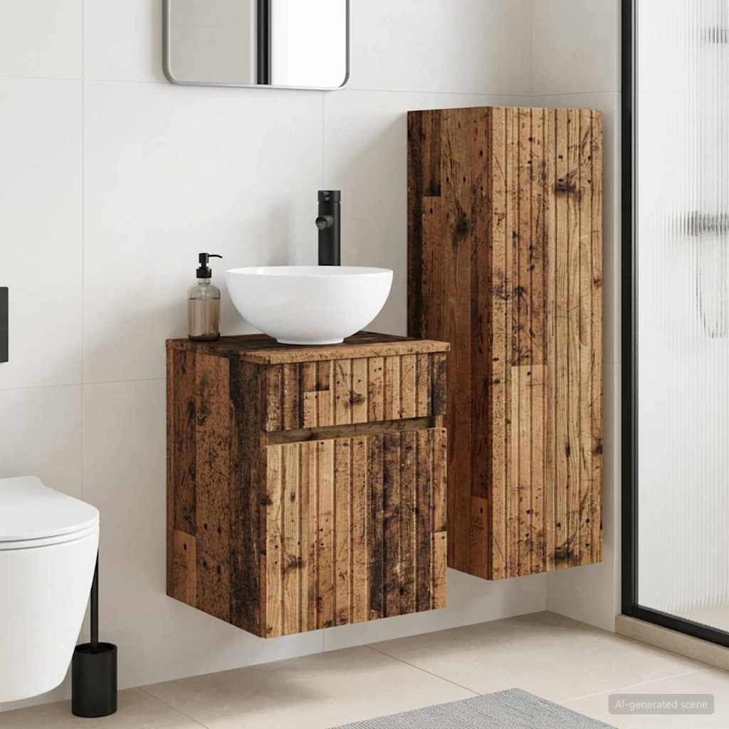 Ensemble de mobilier de salle de bain 2 pc Bois ancien