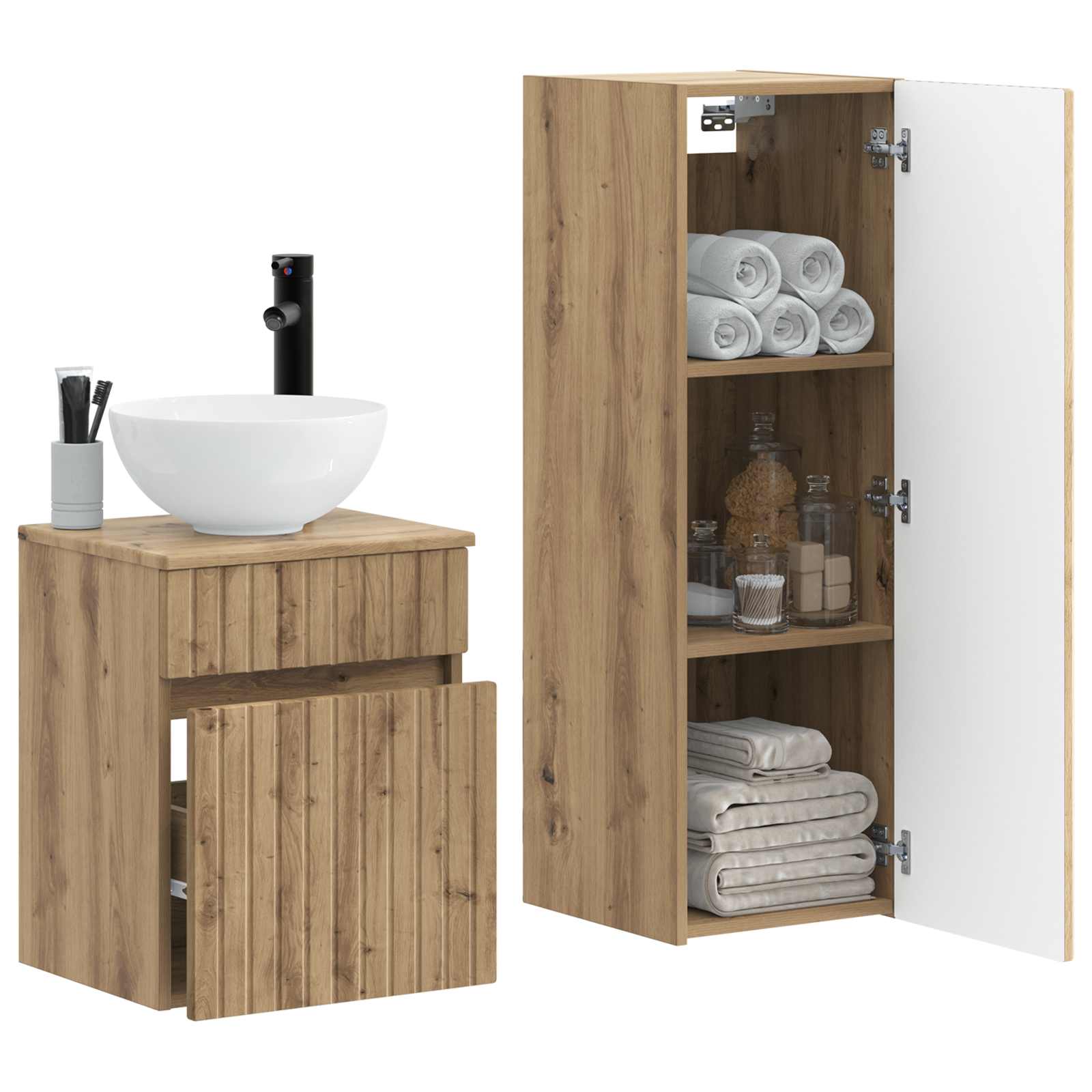 Ensemble de mobilier de salle de bain 2 pc Chêne artisanal