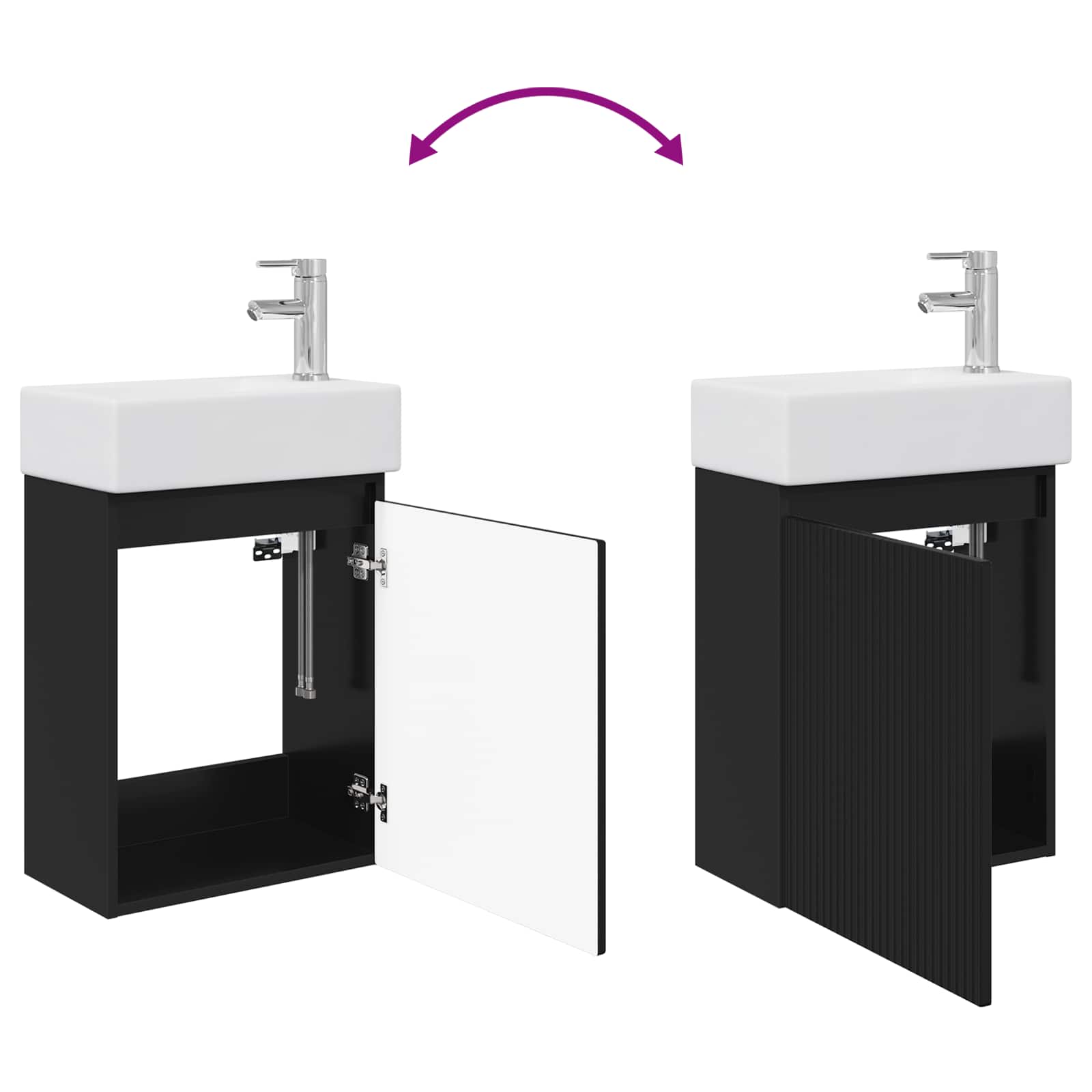 Meuble de salle de bain avec robinet Noir 45,5 x 22,5 x 84 cm - XIOS