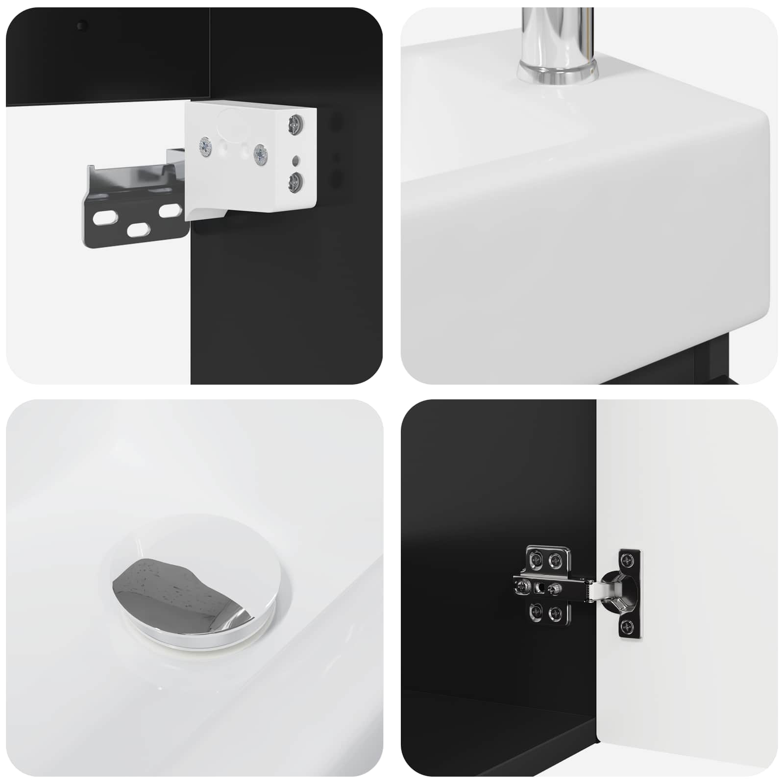Meuble de salle de bain avec robinet Noir 45,5 x 22,5 x 84 cm - XIOS