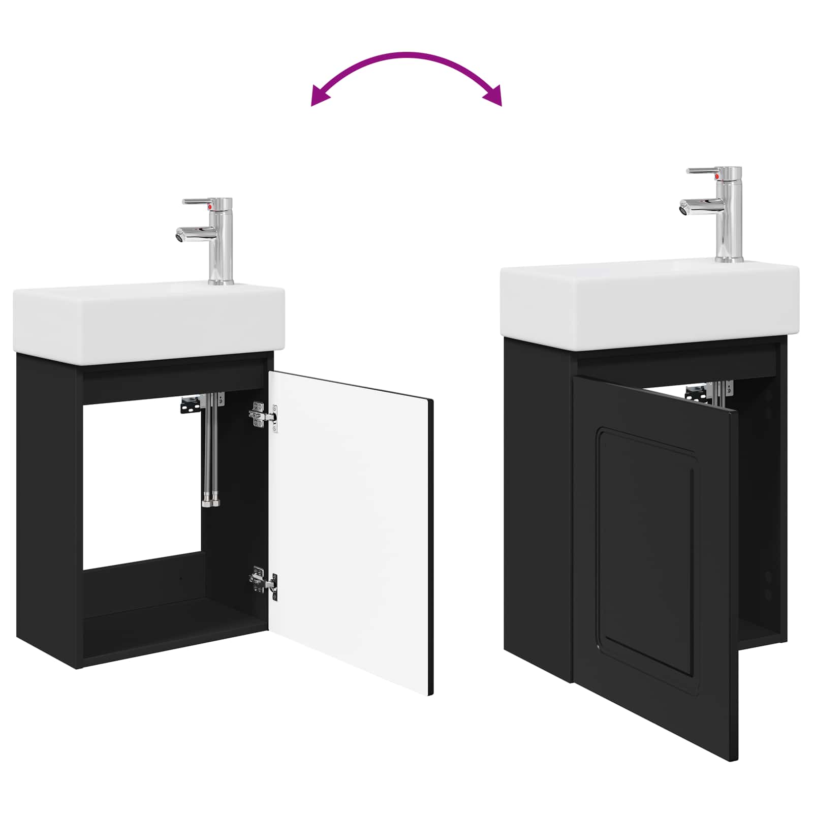 Meuble de salle de bain avec robinet Noir 45,5 x 22,5 x 84 cm - XIOS