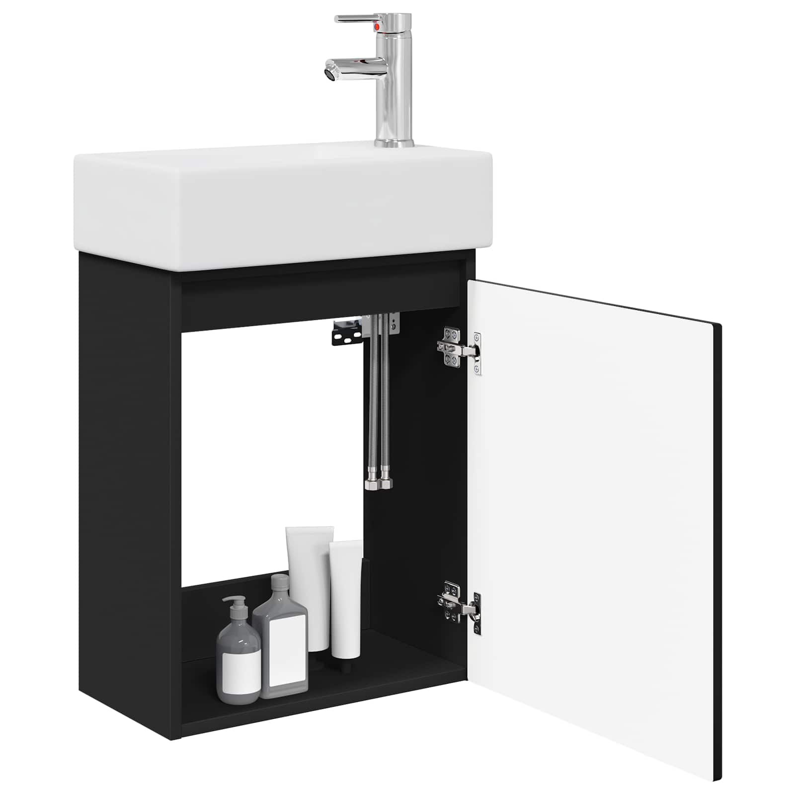 Meuble de salle de bain avec robinet Noir 45,5 x 22,5 x 84 cm - XIOS