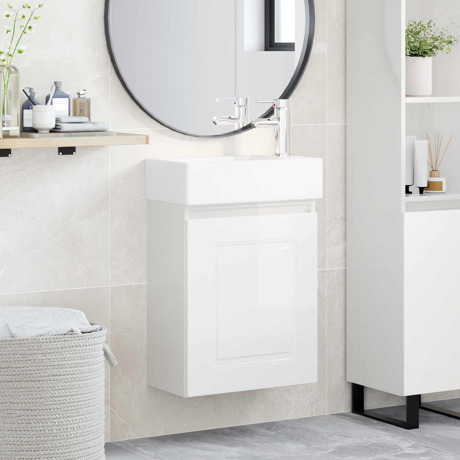 Meuble de salle de bain avec robinet Blanc brillant - XIOS