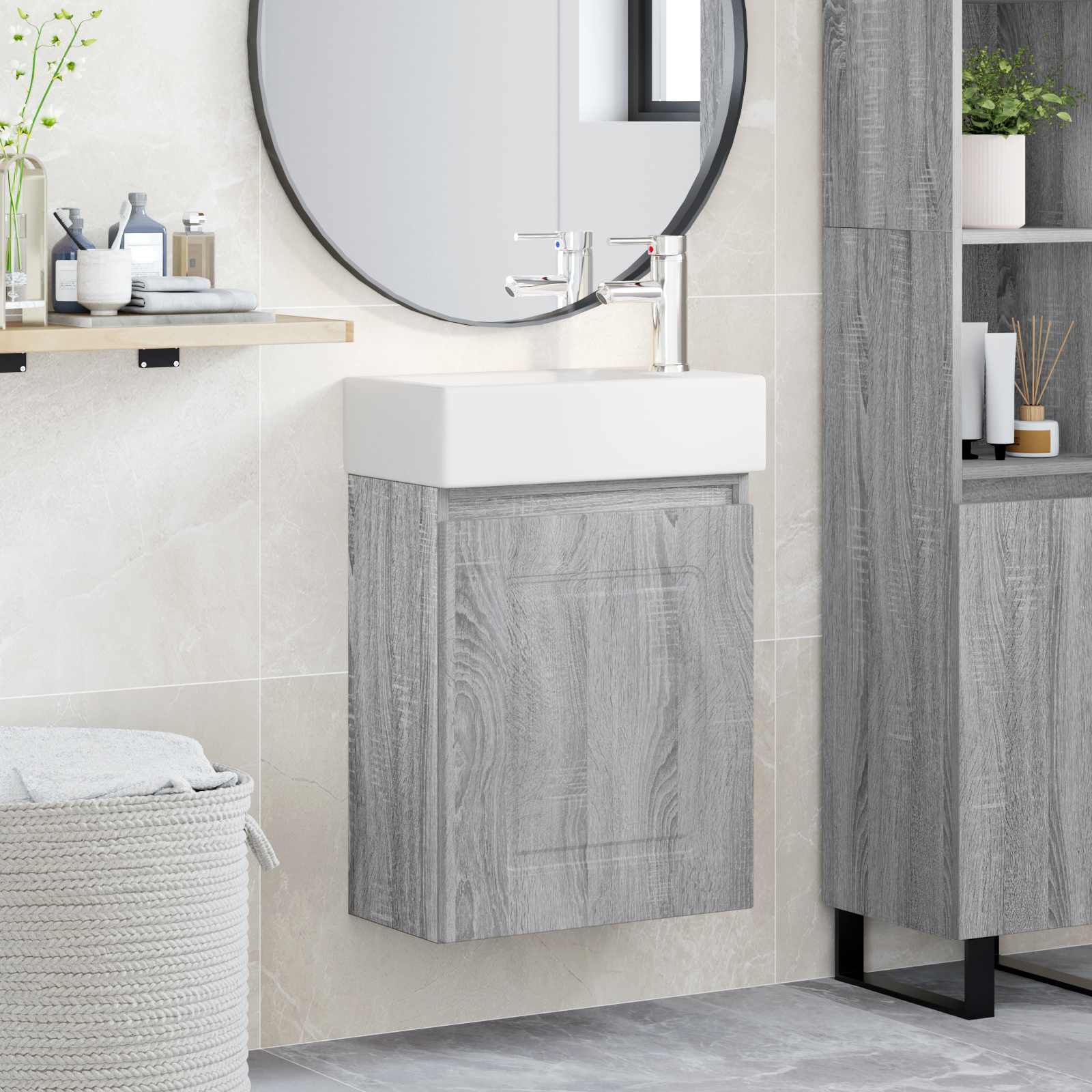 Meuble de salle de bain avec robinet Sonoma gris - XIOS