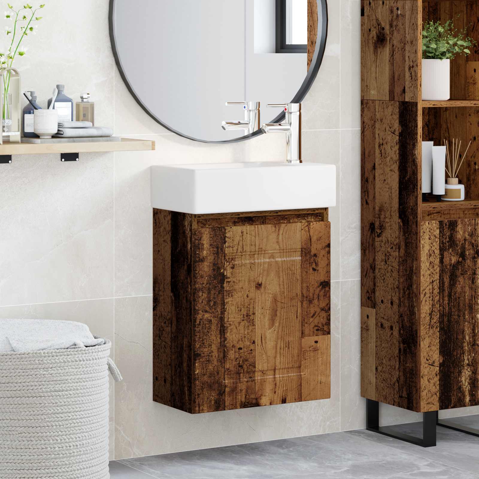 Meuble de salle de bain avec robinet Bois ancien - XIOS