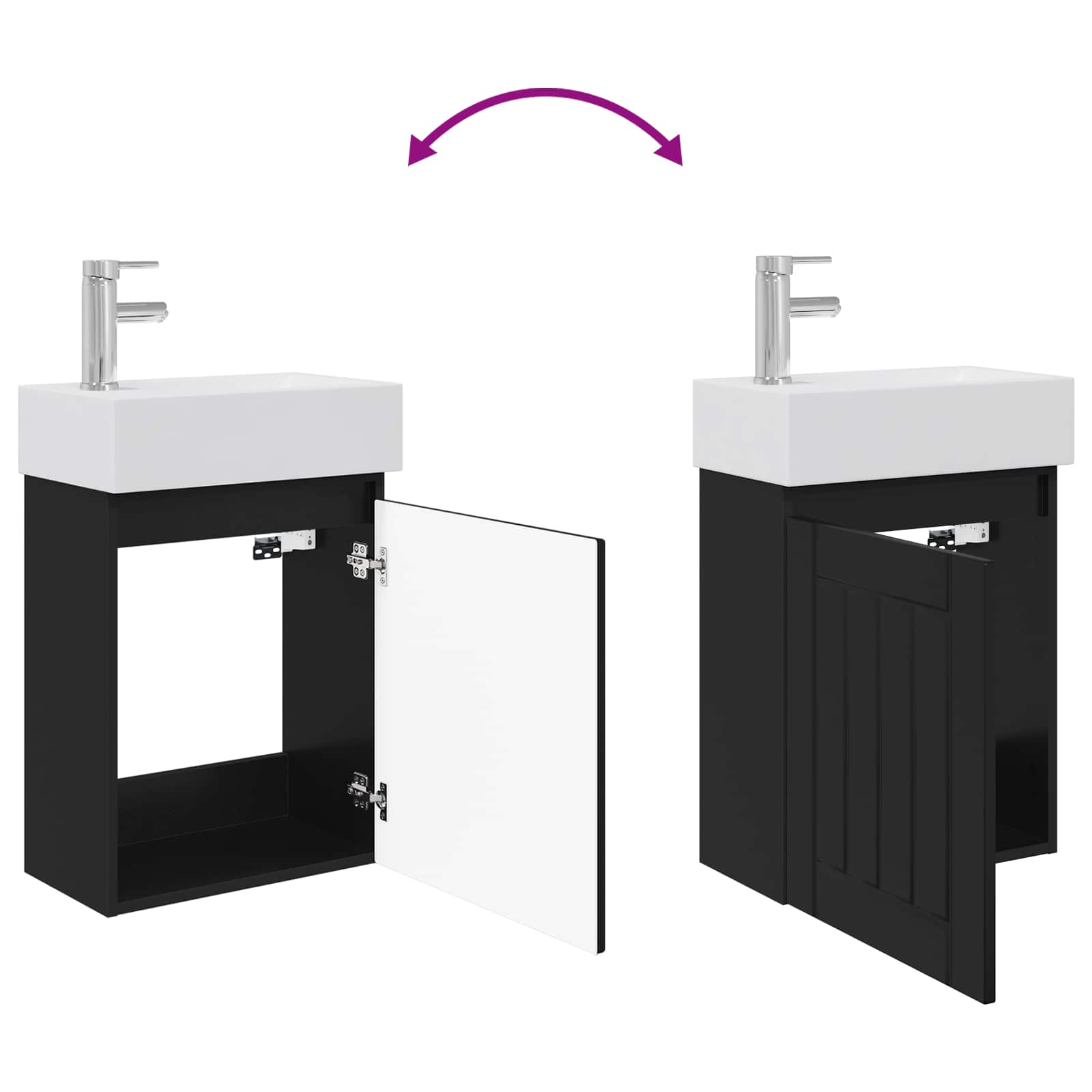 Meuble de salle de bain avec robinet Noir 45,5 x 25,5 x 84 cm - XIOS