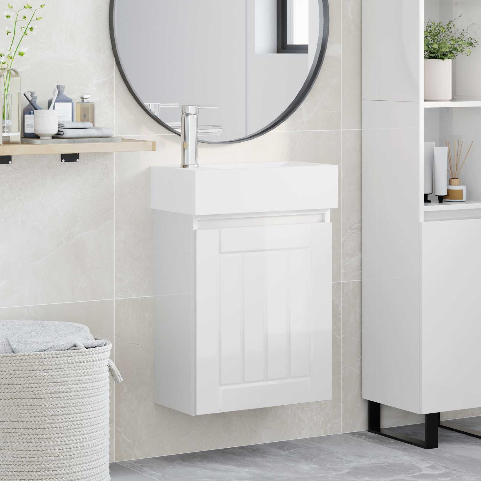 Meuble de salle de bain avec robinet Blanc brillant - XIOS