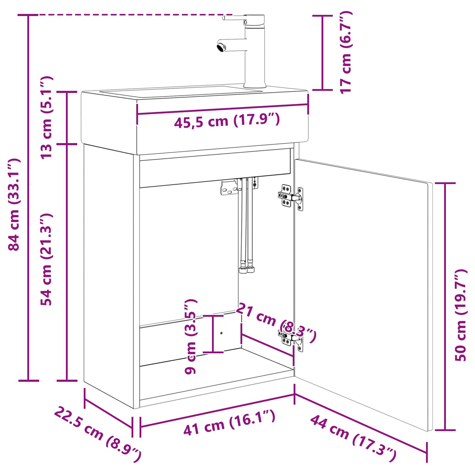 Meuble de salle de bain avec robinet Blanc brillant - XIOS