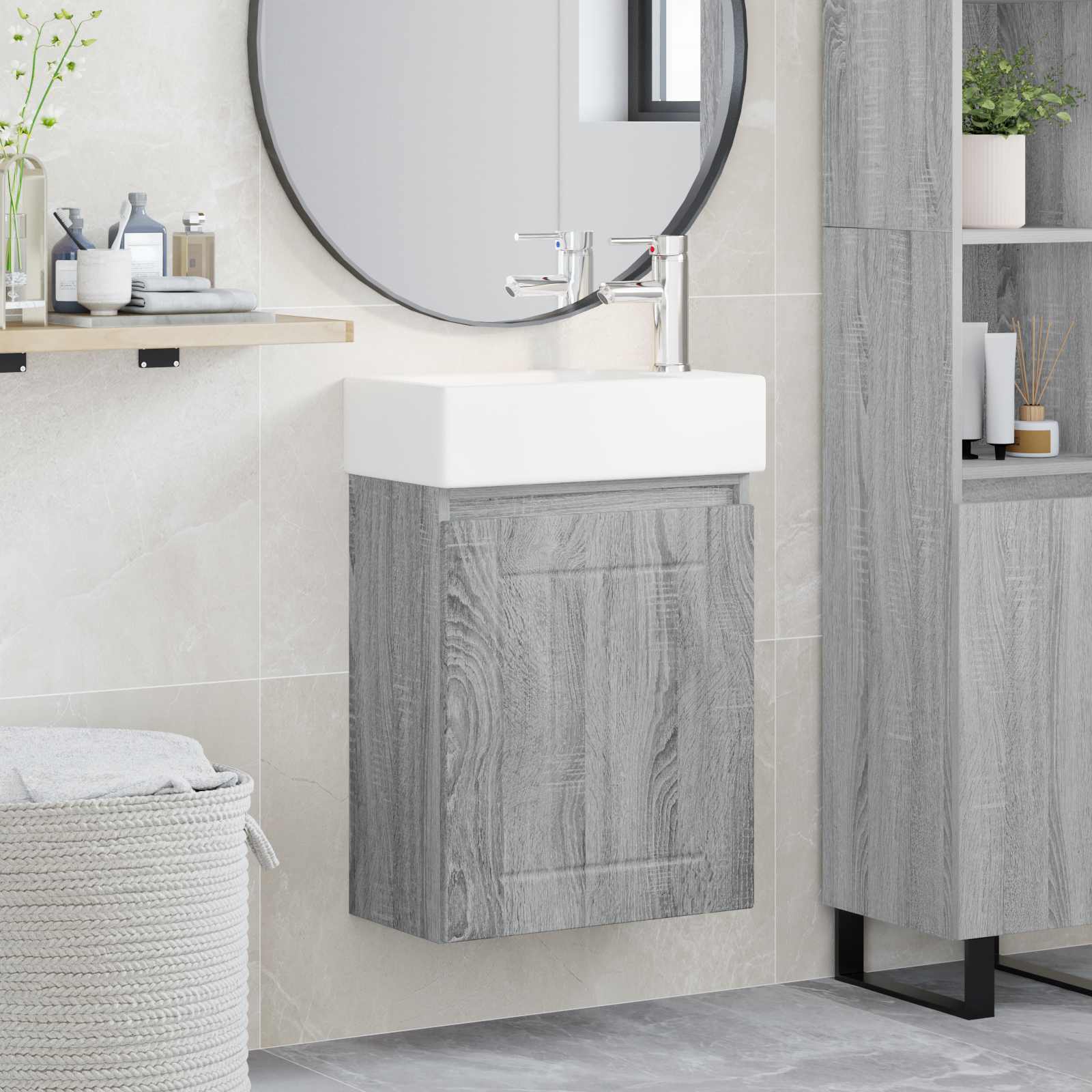 Meuble de salle de bain avec robinet Sonoma gris - XIOS