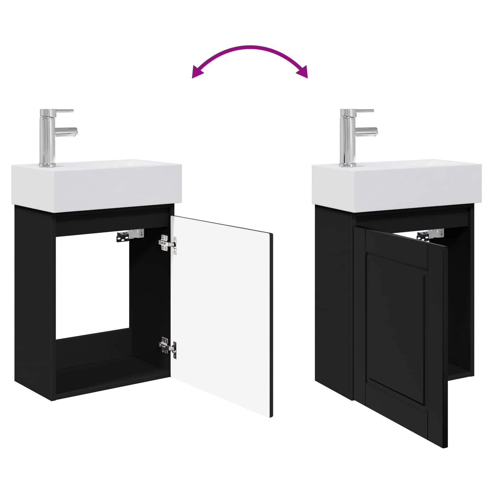Meuble de salle de bain avec robinet Noir 45,5 x 22,5 x 84 cm - XIOS