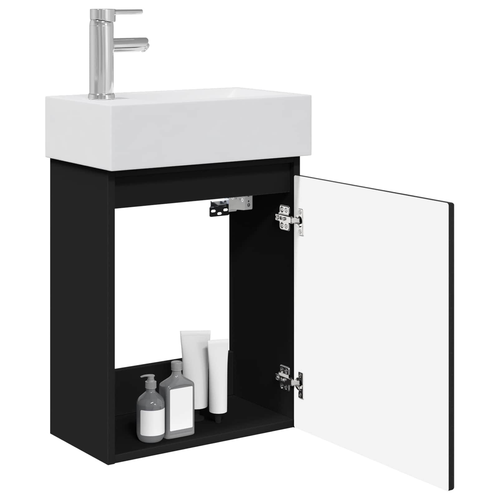 Meuble de salle de bain avec robinet Noir 45,5 x 22,5 x 84 cm - XIOS