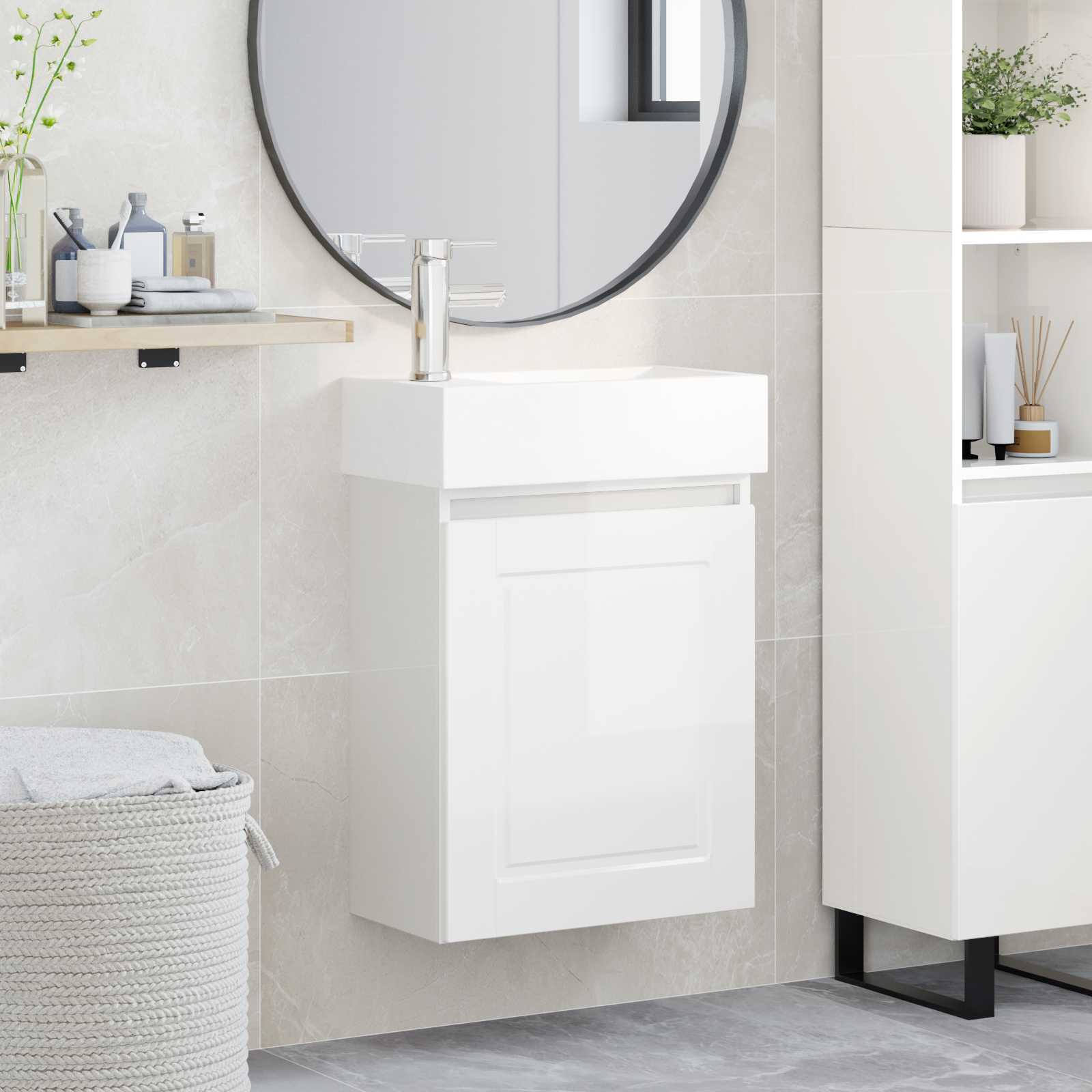 Meuble de salle de bain avec robinet Blanc brillant - XIOS