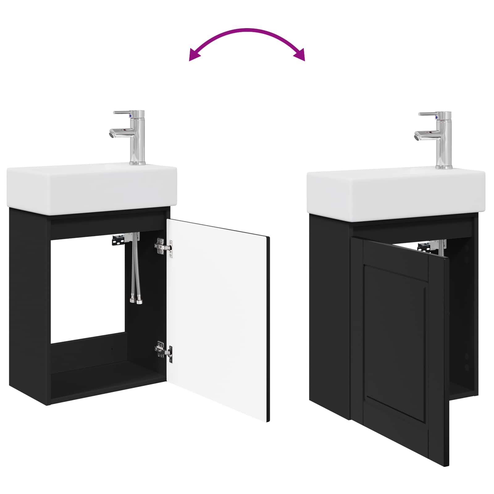 Meuble de salle de bain avec robinet Noir 45,5 x 22,5 x 84 cm - XIOS