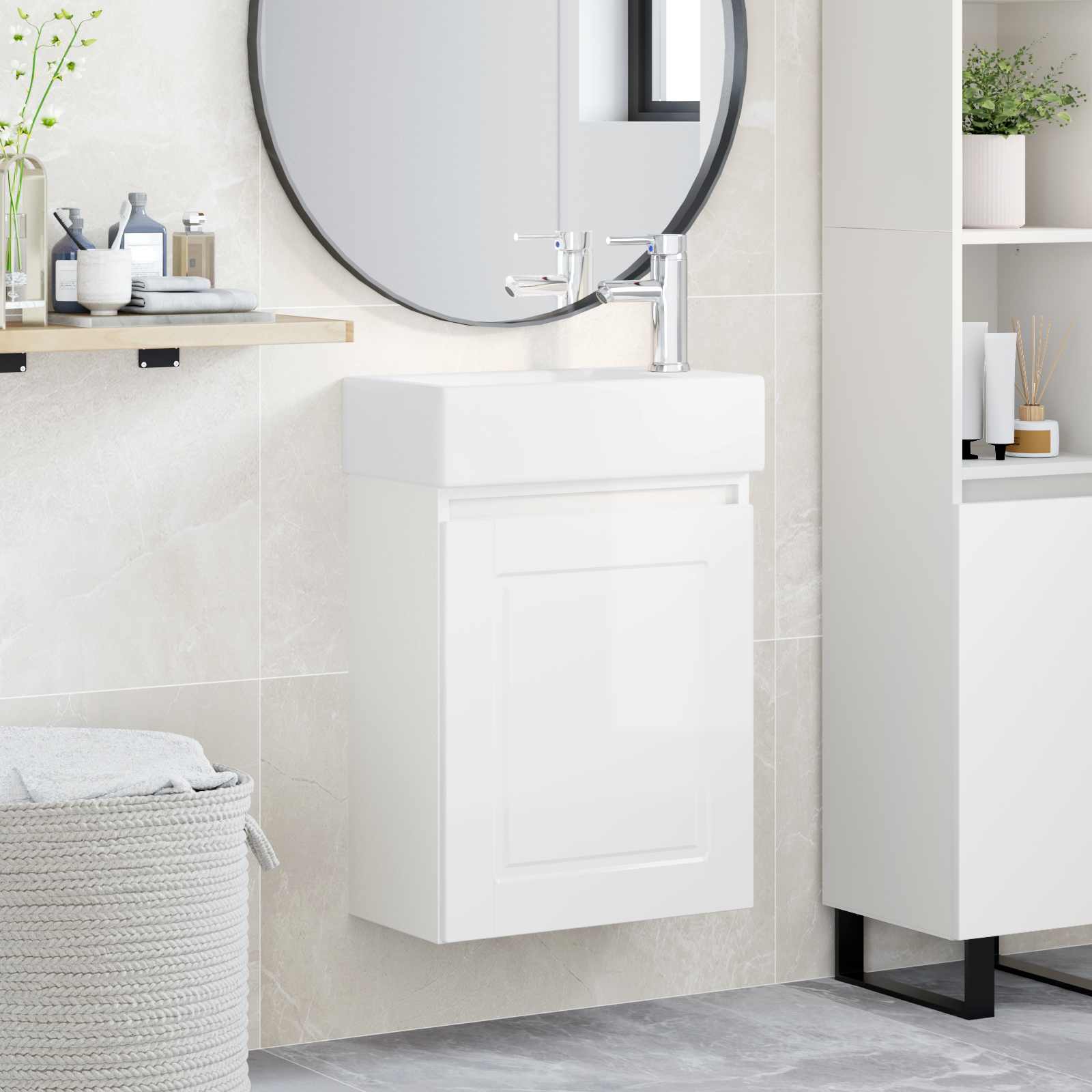 Meuble de salle de bain avec robinet Blanc brillant - XIOS