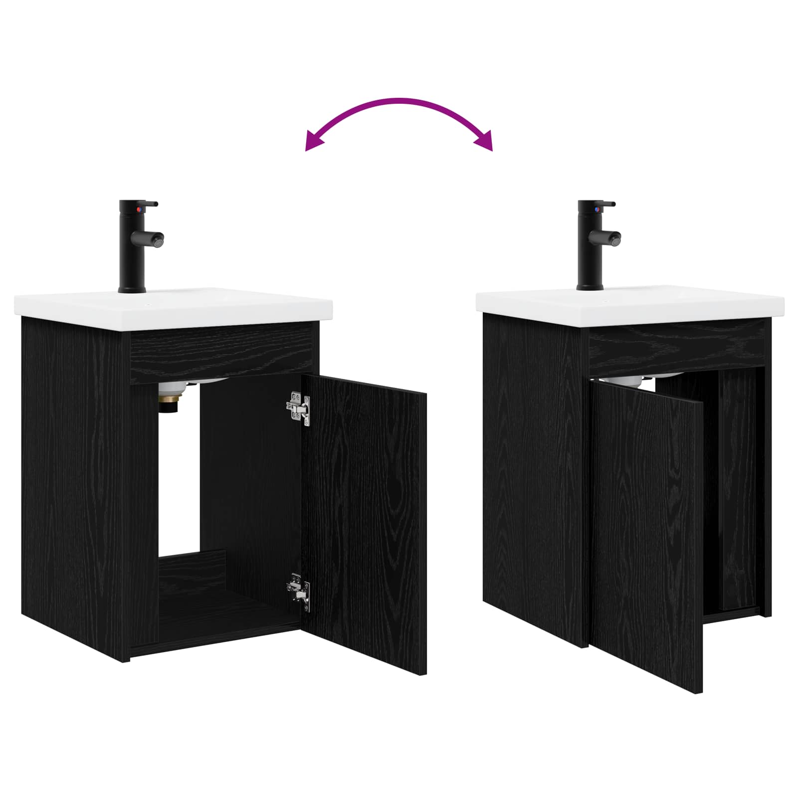 Meuble de salle de bain avec robinet Chêne noir - XIOS