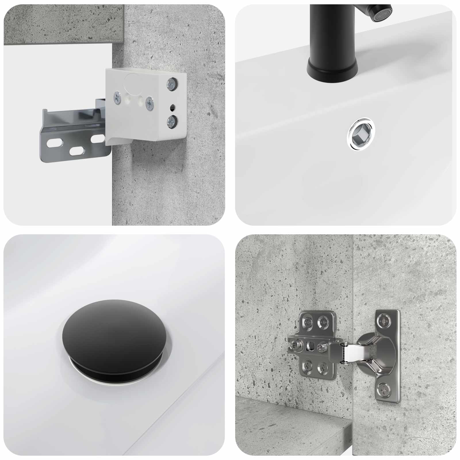 Meuble de salle de bain avec robinet Gris béton - XIOS