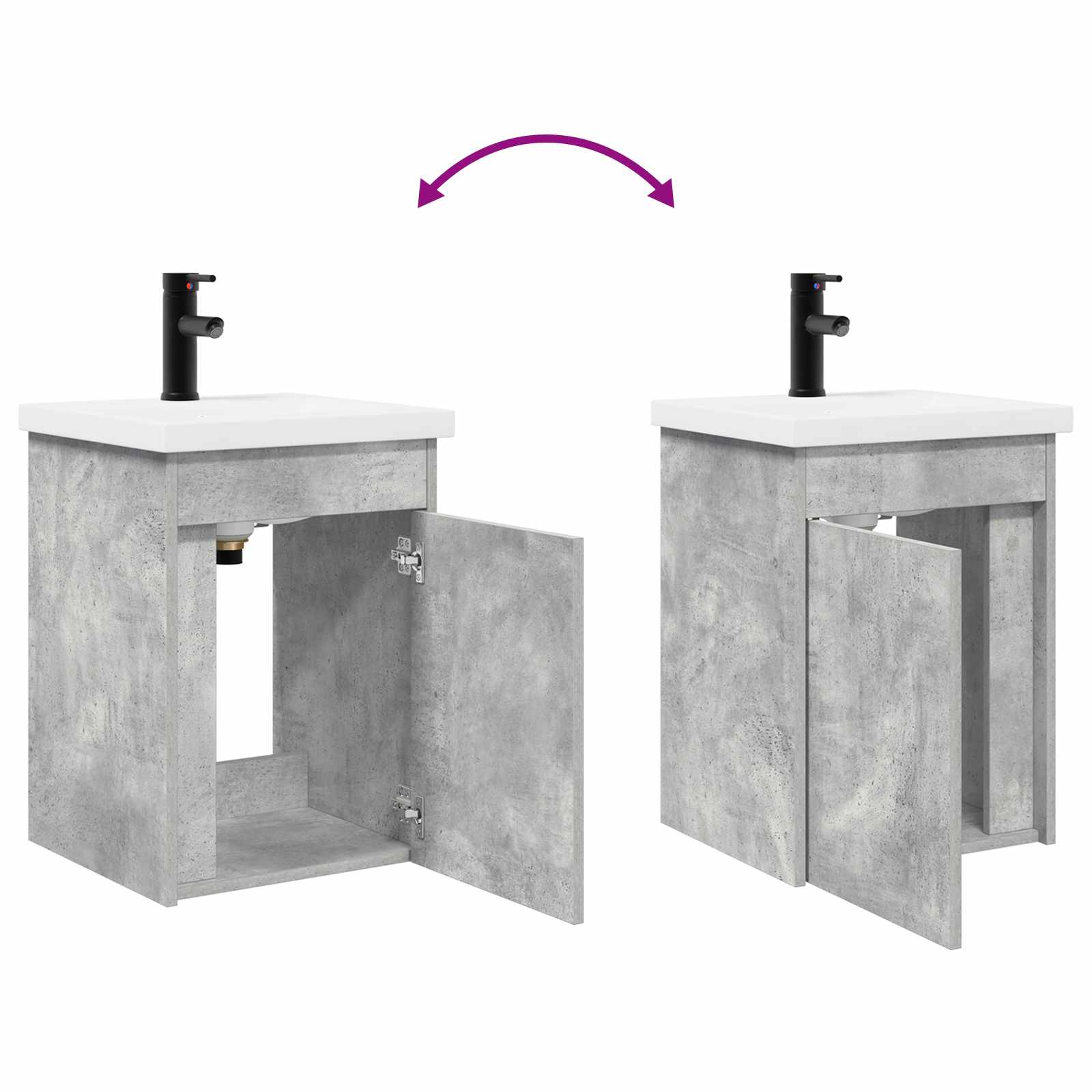 Meuble de salle de bain avec robinet Gris béton - XIOS