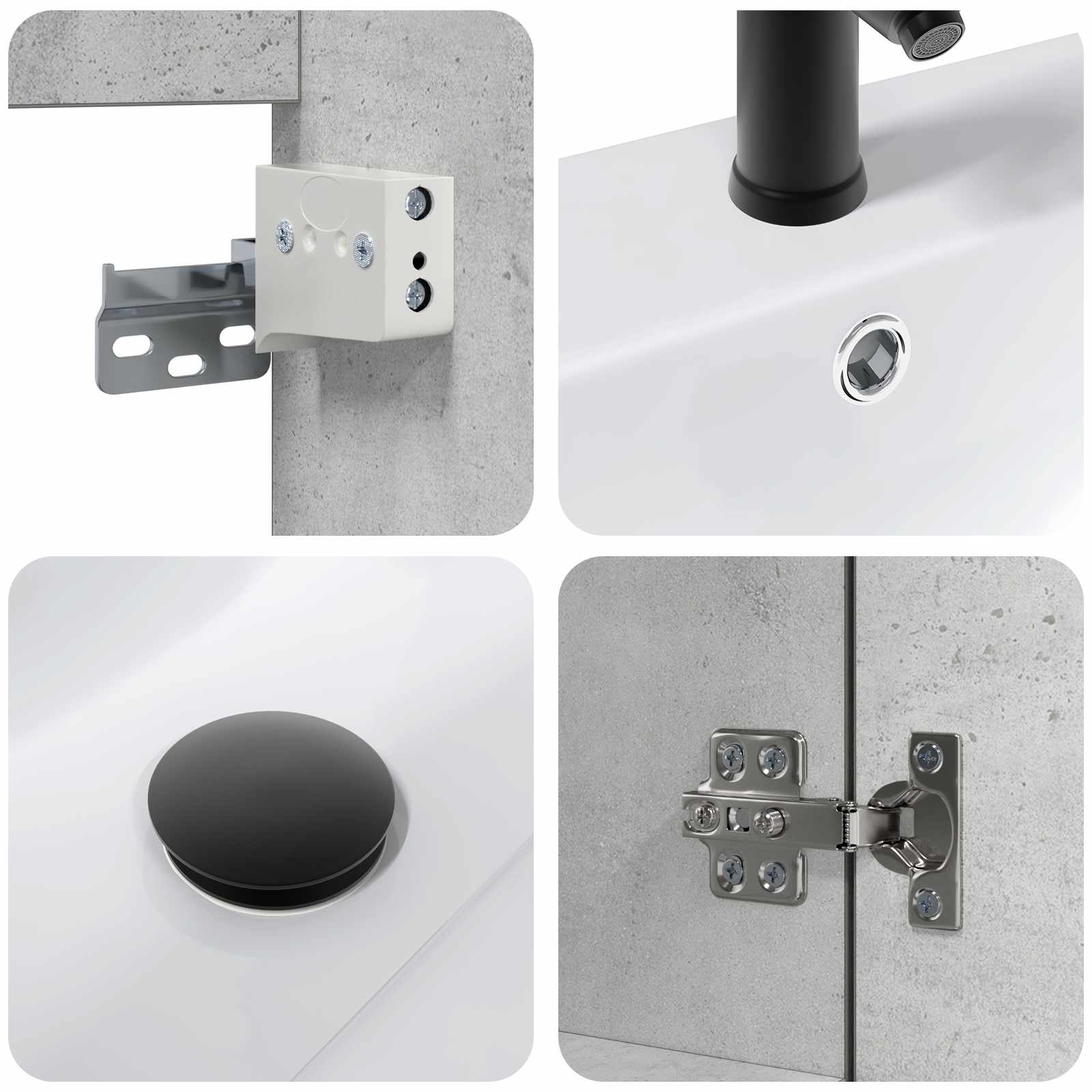 Meuble de salle de bain avec robinet Gris béton - XIOS