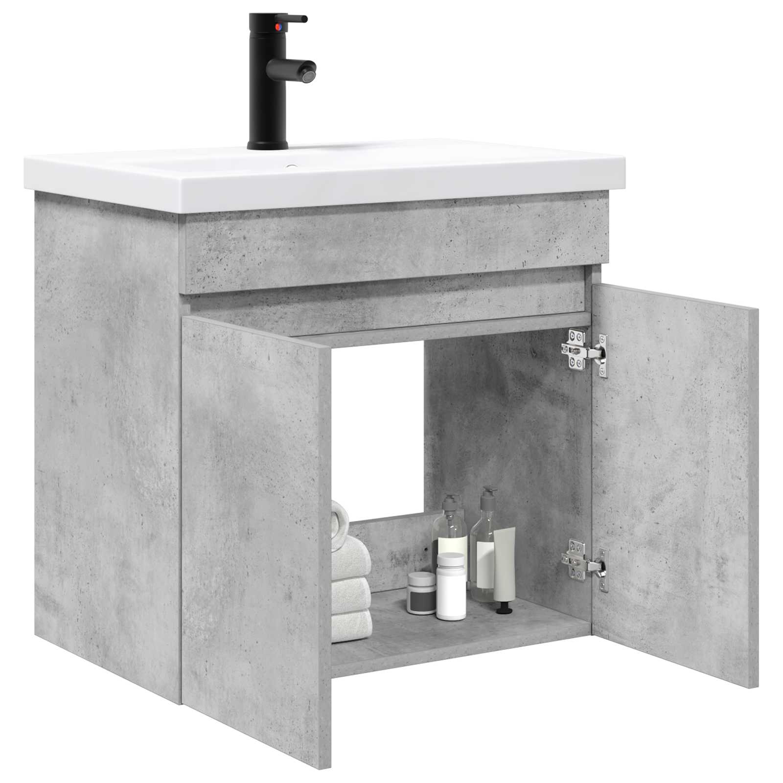 Meuble de salle de bain avec robinet Gris béton - XIOS