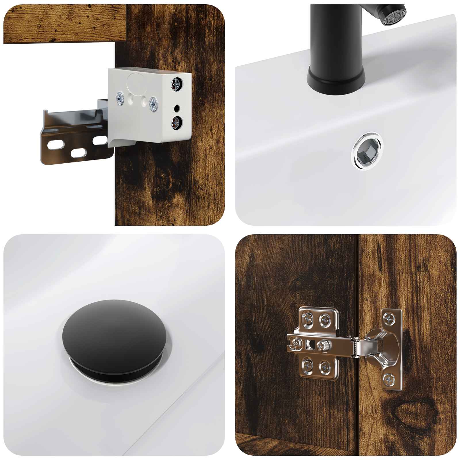 Meuble de salle de bain avec robinet Chêne fumé - XIOS