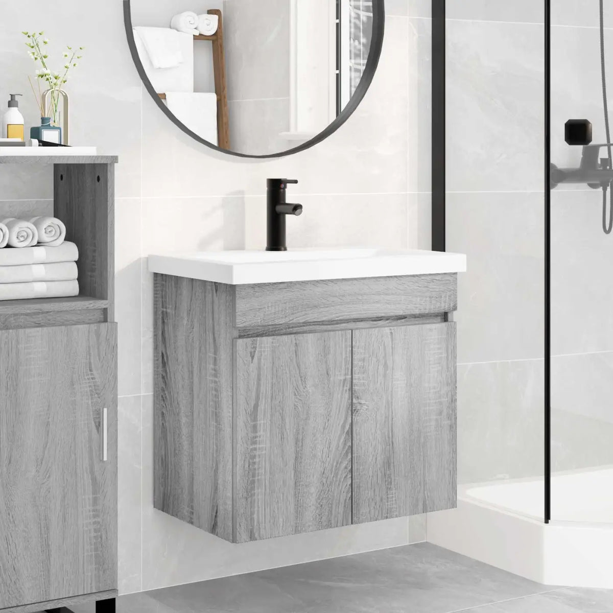 Meuble de salle de bain avec robinet Sonoma gris - XIOS