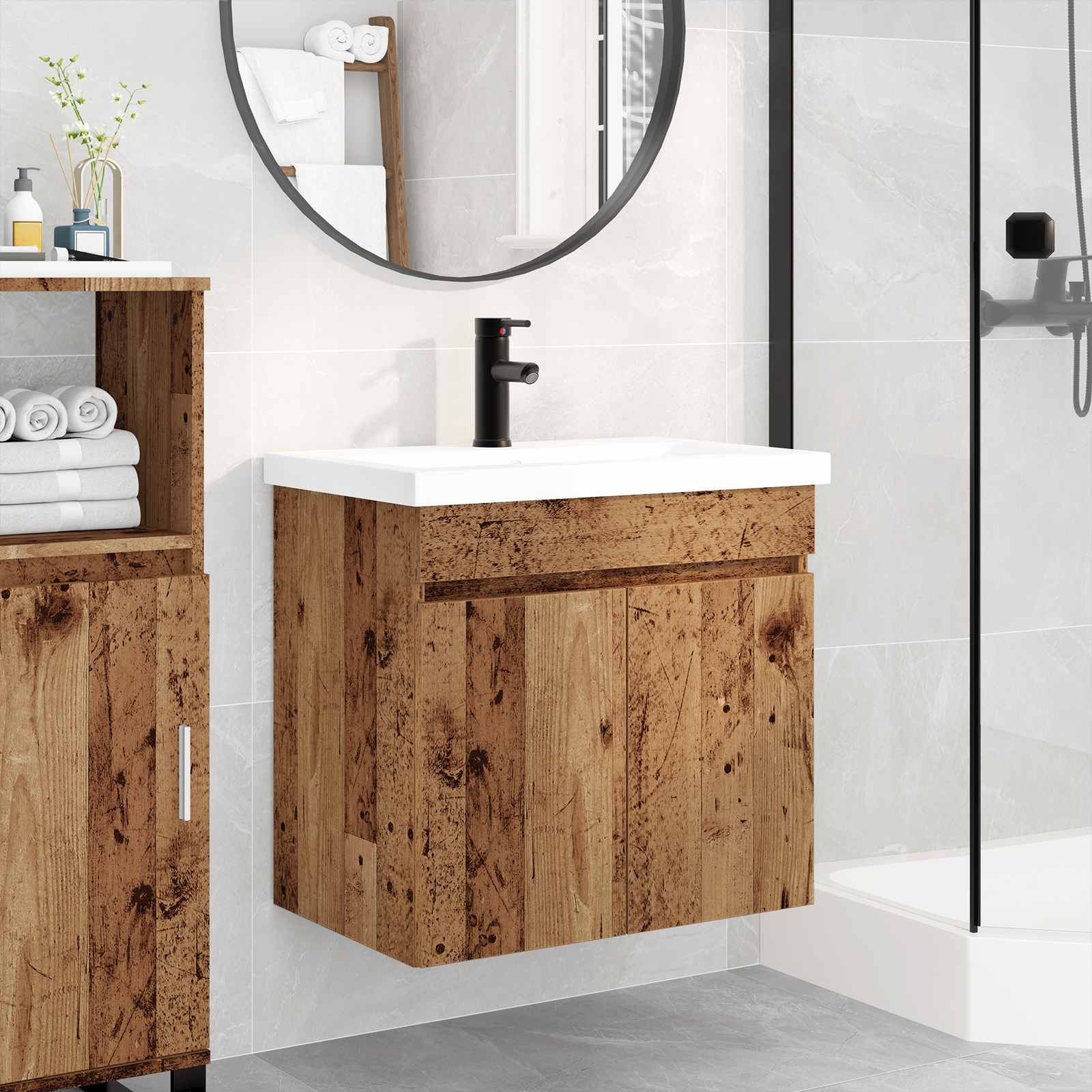 Meuble de salle de bain avec robinet Bois ancien - XIOS