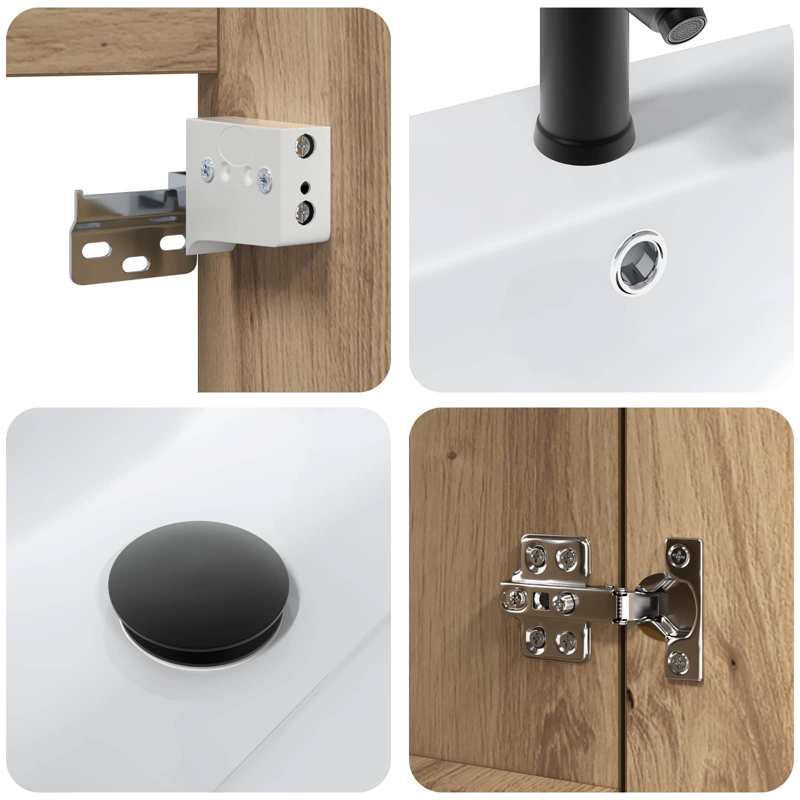 Meuble de salle de bain avec robinet Chêne artisanal - XIOS