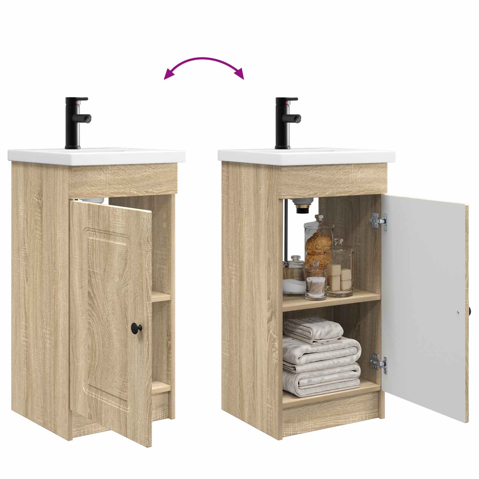 Meuble de salle de bain avec évier Chêne Sonoma