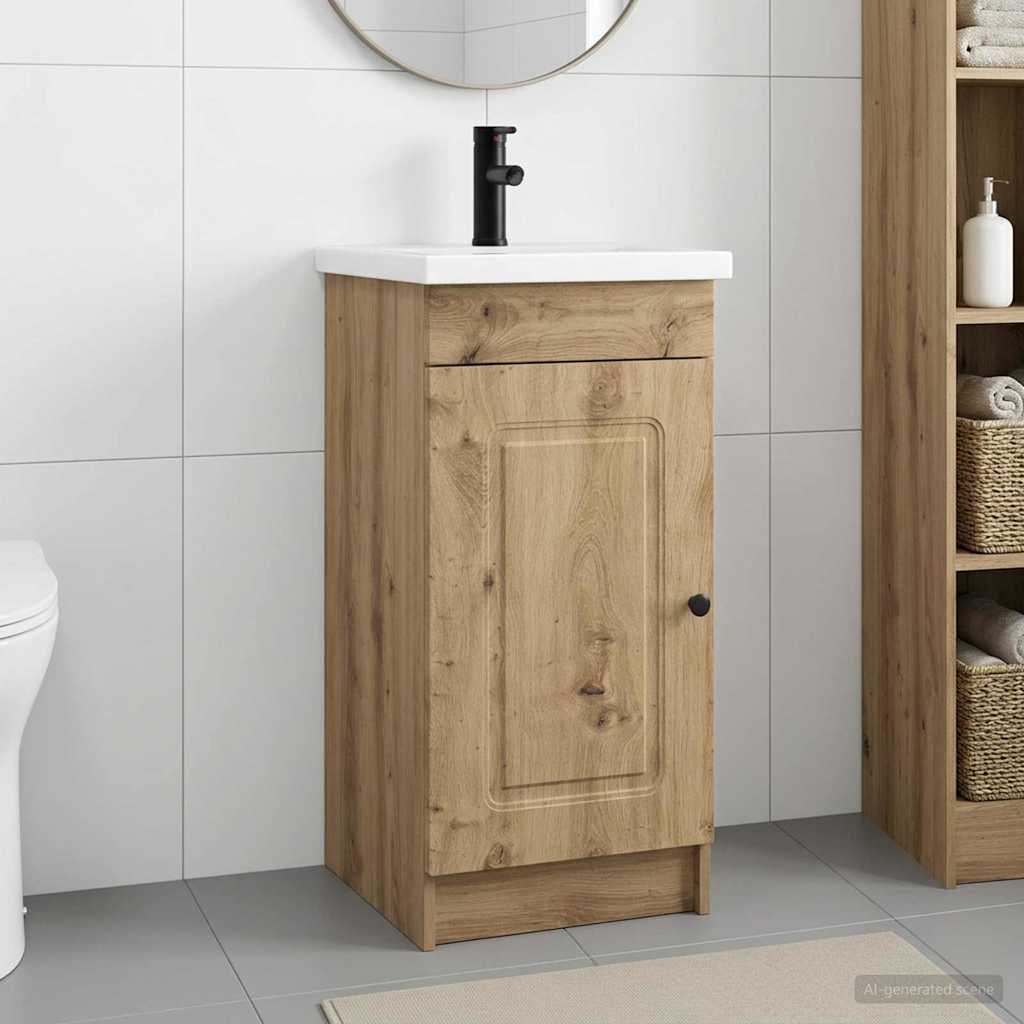 Meuble de salle de bain avec évier Chêne artisanal