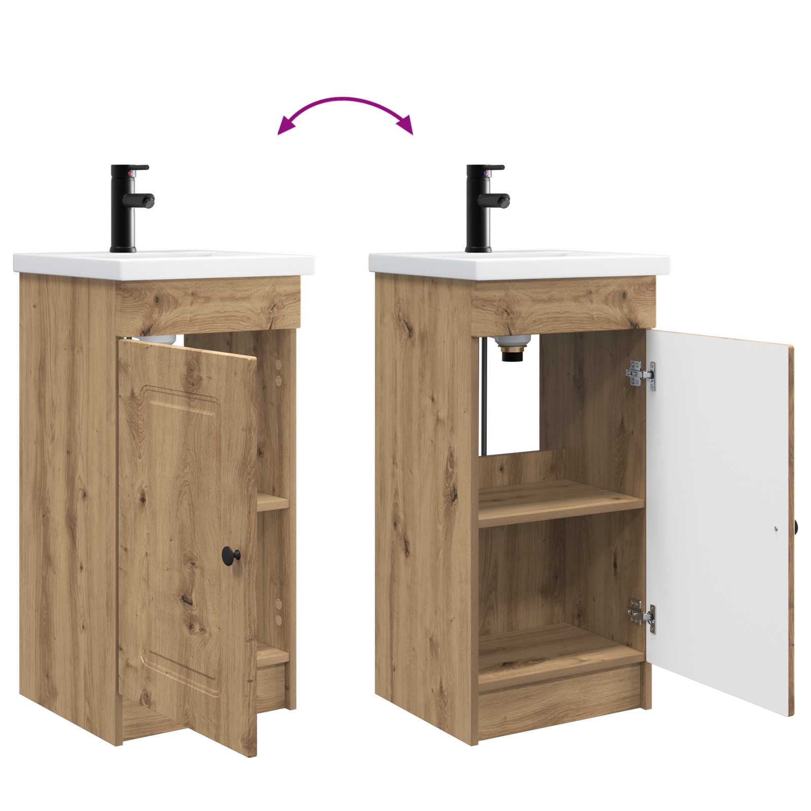 Meuble de salle de bain avec évier Chêne artisanal