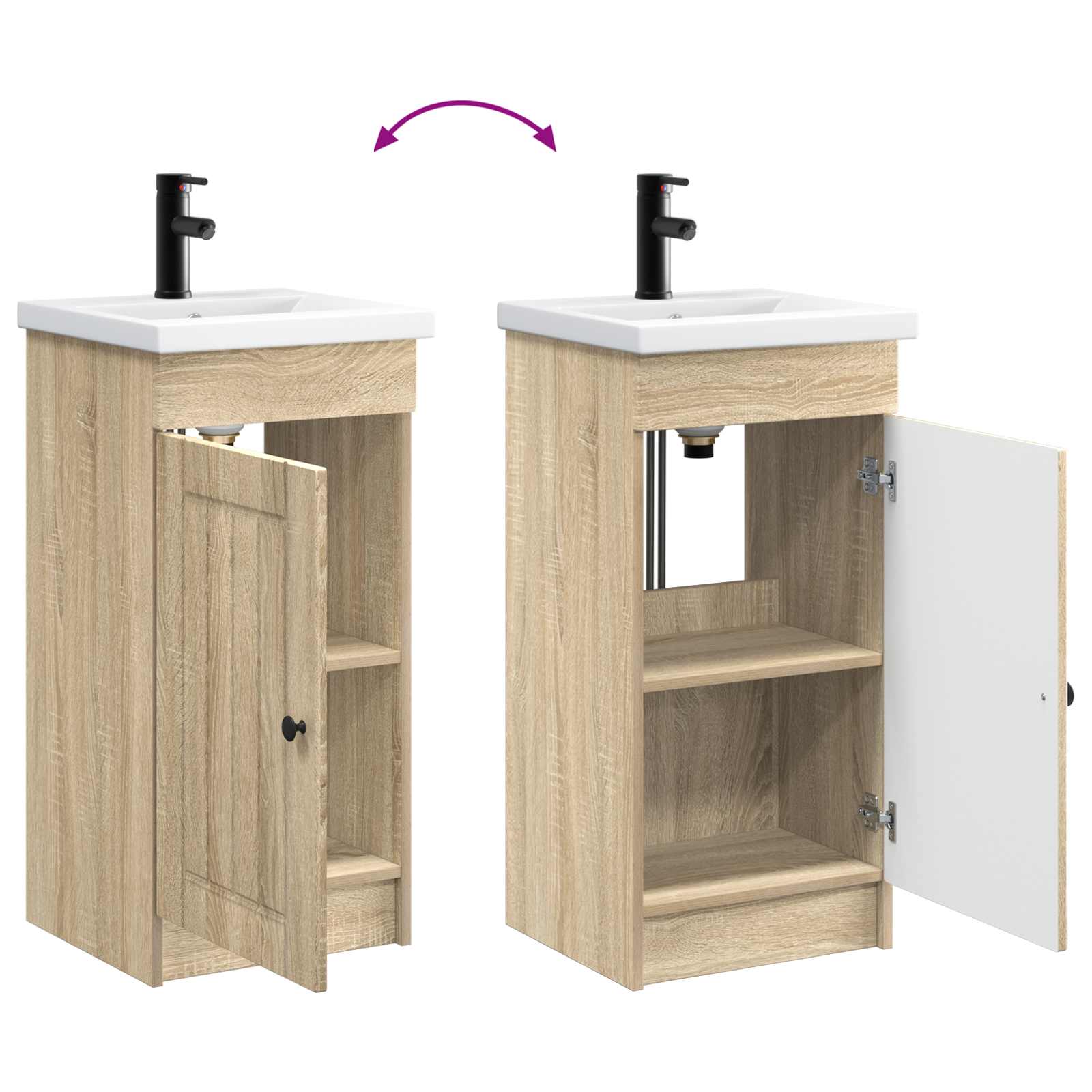 Meuble de salle de bain avec évier Chêne Sonoma