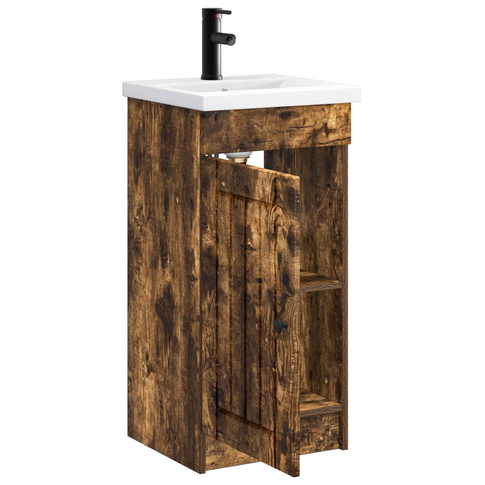 Meuble de salle de bain avec évier Chêne fumé 42 x 40 x 84,5 cm
