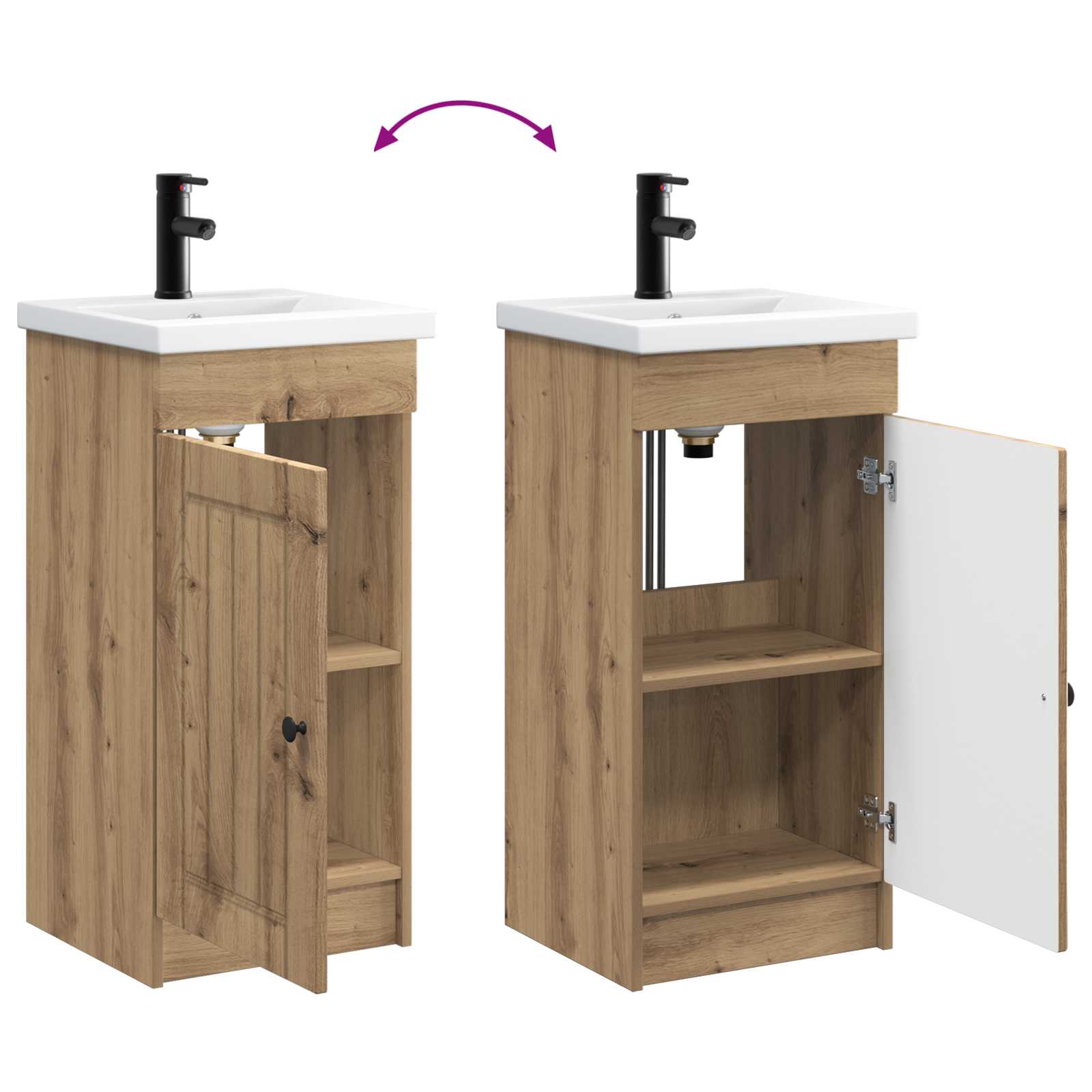 Meuble de salle de bain avec évier Chêne artisanal