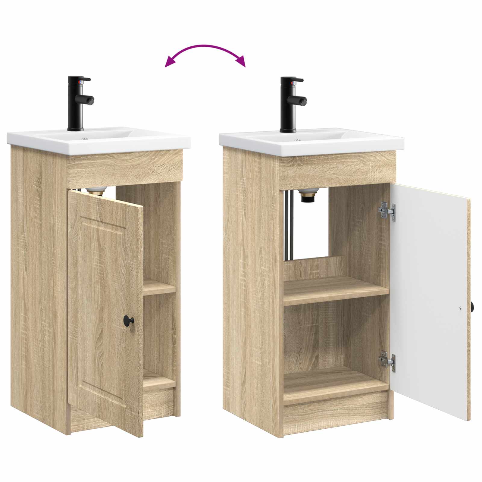 Meuble de salle de bain avec évier Chêne Sonoma