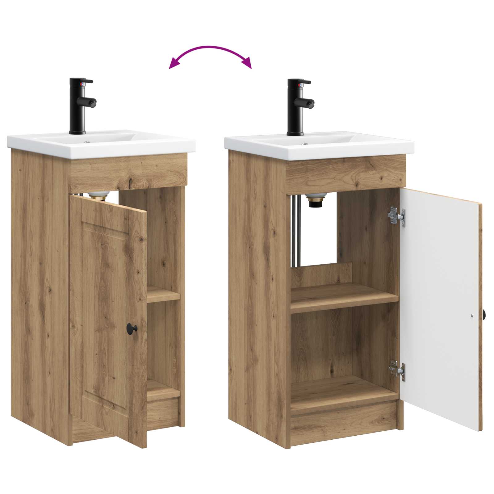 Meuble de salle de bain avec évier Chêne artisanal